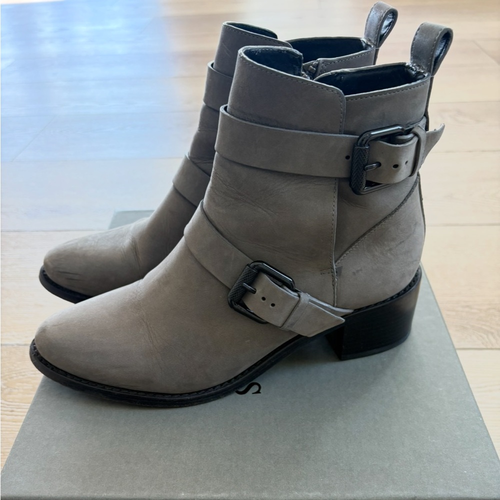 All Saints Grey Suede Ankle Boots